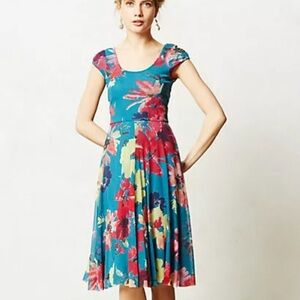 Anthropologie Weston Wear Floral Quinby Dress Key Hole Womens Size XS
